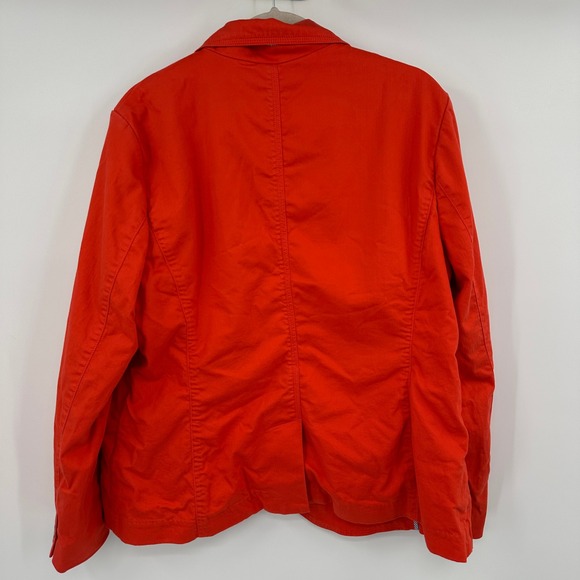LL Bean Women's Orange Cotton Canvas Blazer Jacket Button Front Pockets Size XL - Picture 6 of 8